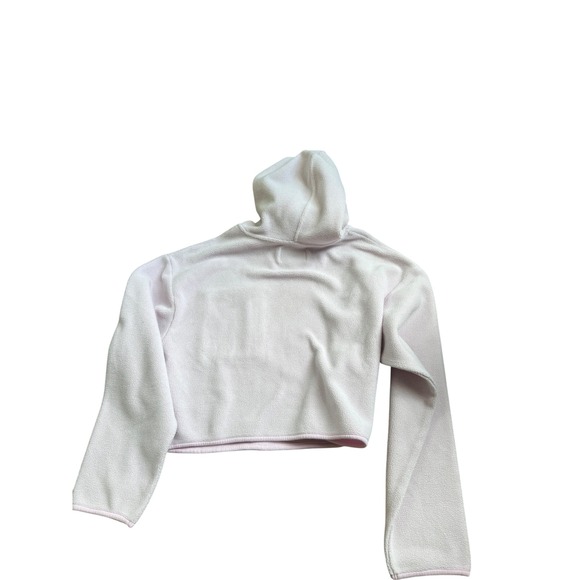 UGG Fleece Cropped Hoodie Pink Pullover Kangaroo Pocket Drawstring Size M - Picture 2 of 7